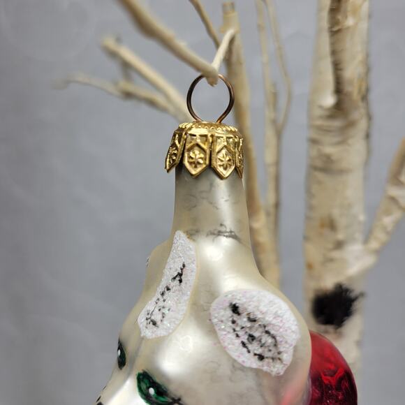 Vintage Kurt Adler Handmade Glass Cat Ornament Red Coat Glitter Christmas - Picture 4 of 16